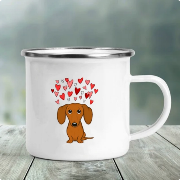 I Love Dachshunds Enamel Mug