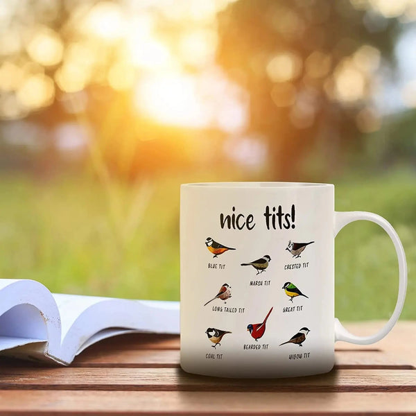 Nice Tits Bird Mug, Funny Bird Coffee Mug, Gift for Bird Lovers