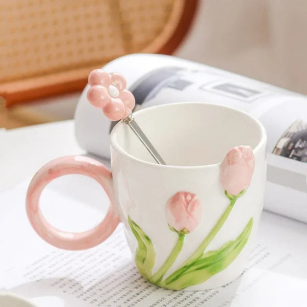 Spring Awakening Tulip Flower Ceramic Mug