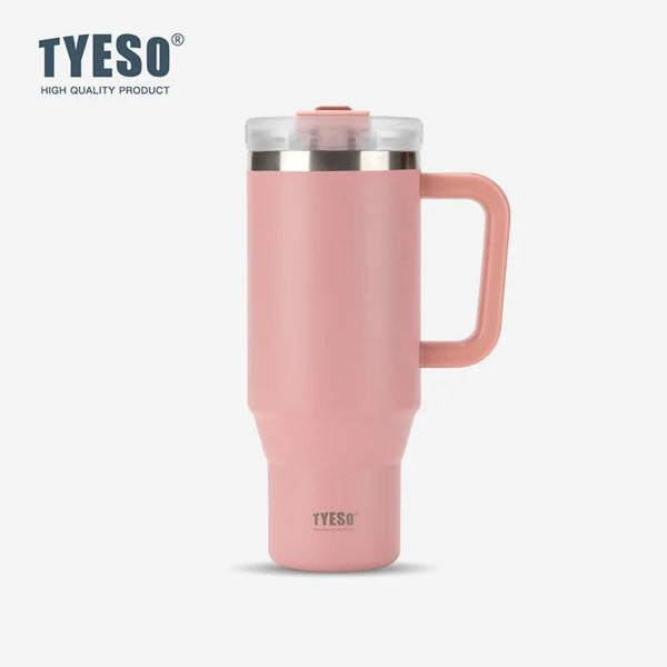 TYESO Large Capacity Vacuum Insulated Cup With Handle Retractable Straw