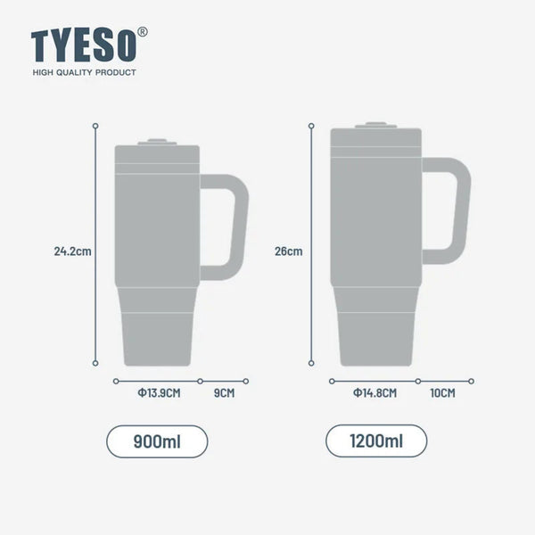 TYESO Large Capacity Vacuum Insulated Cup With Handle Retractable Straw