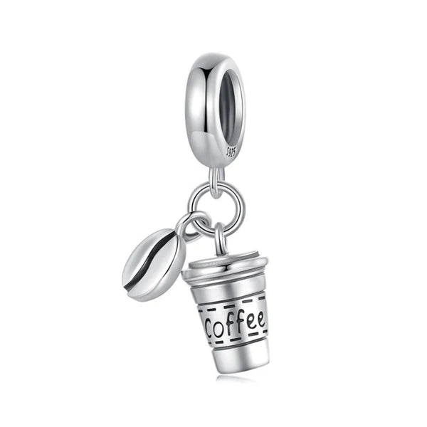 LUXYGLO 925 Sterling Silver Coffee Cup Bean Pendant