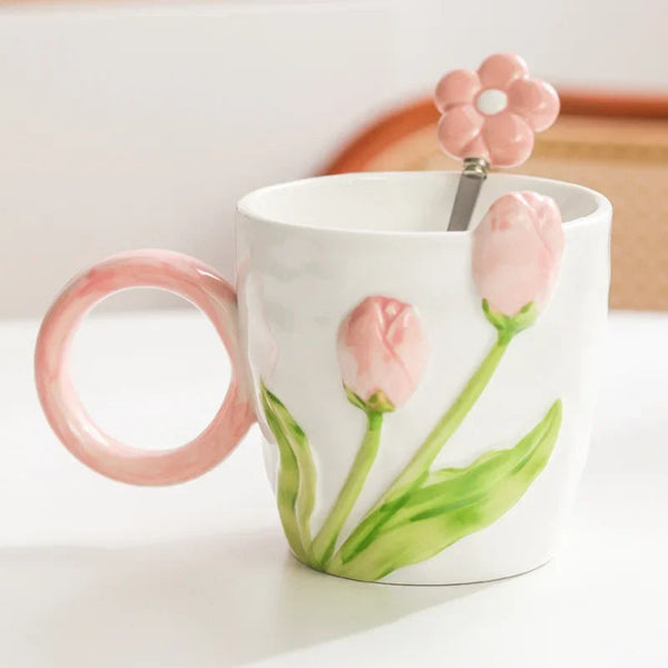 Spring Awakening Tulip Flower Ceramic Mug