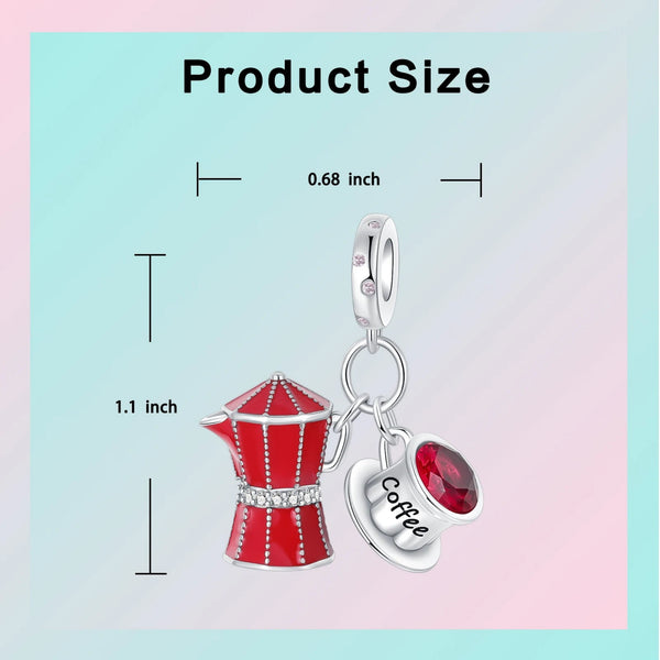 LUXYGLO 925 Sterling Silver Moka Pot Coffee Cup Pendant