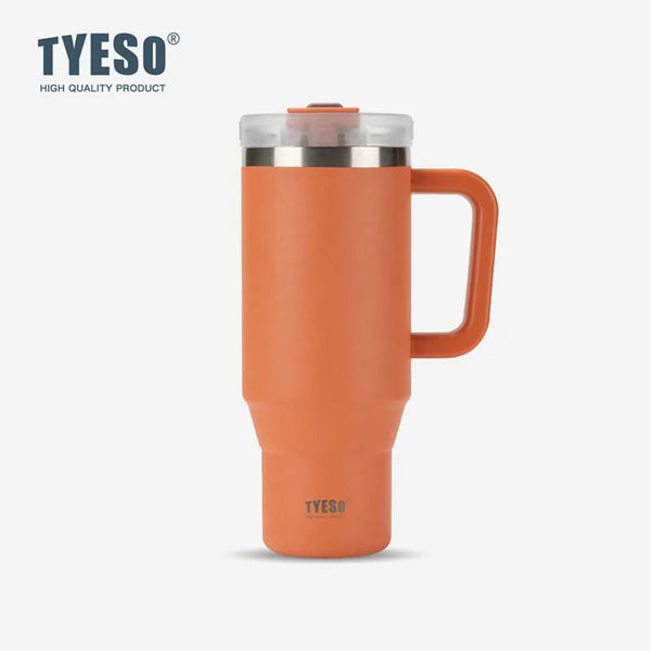 TYESO Large Capacity Vacuum Insulated Cup With Handle Retractable Straw