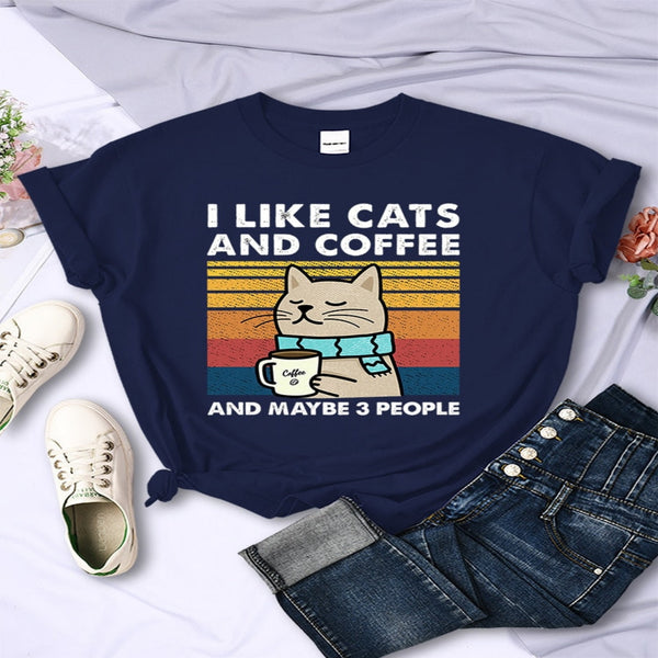 I Like Cats And Coffee Women T-Shirt