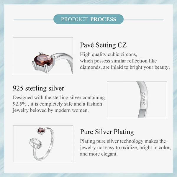 LUXYGLO 925 Sterling Silver Coffee Bean Open Ring