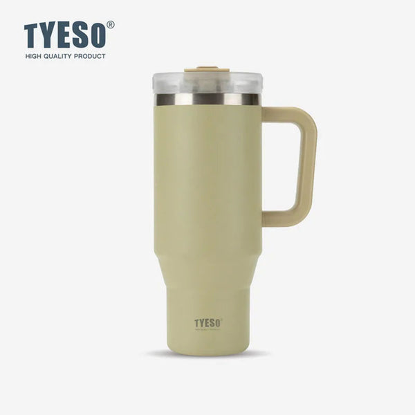 TYESO Large Capacity Vacuum Insulated Cup With Handle Retractable Straw
