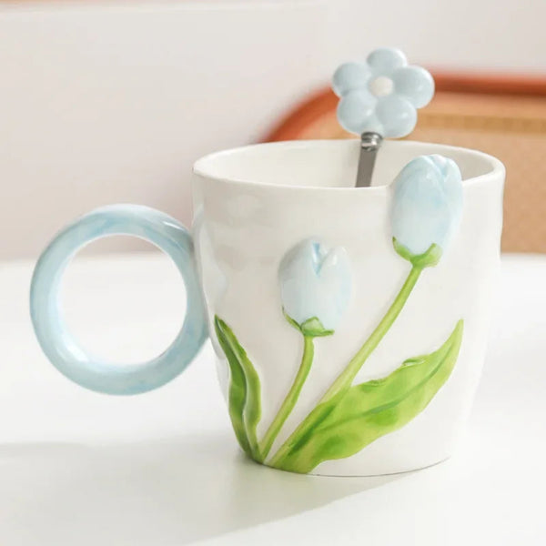 Spring Awakening Tulip Flower Ceramic Mug