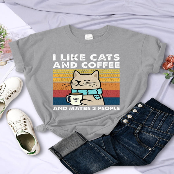 I Like Cats And Coffee Women T-Shirt