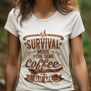 Survival Mode Pour Some Coffee On Me T-shirts, Survival Mode Shirt, Unisex Tee, Coffee Lover Shirt, Gift For Coffee Lover