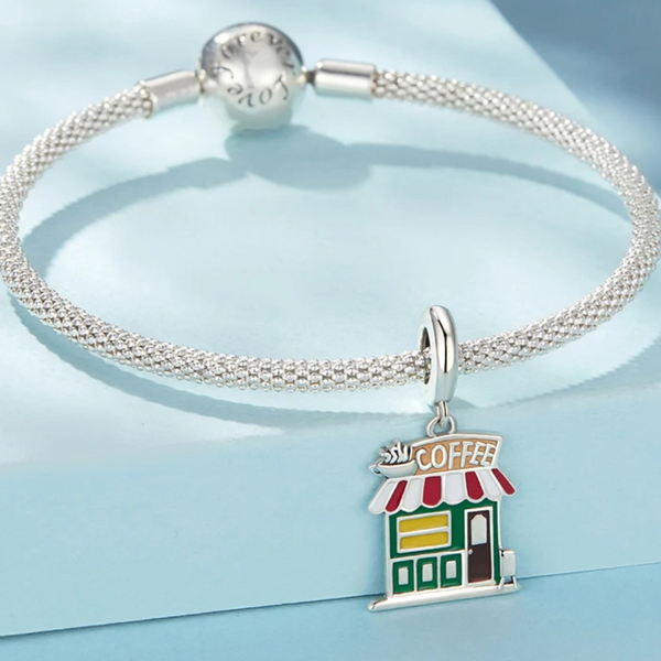 LUXYGLO Sterling Silver Coffee Shop Pendant