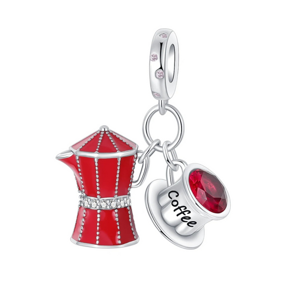 LUXYGLO 925 Sterling Silver Moka Pot Coffee Cup Pendant
