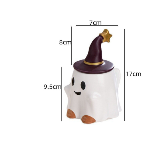 Cute Ghost Creative Ceramic Mug With Lid