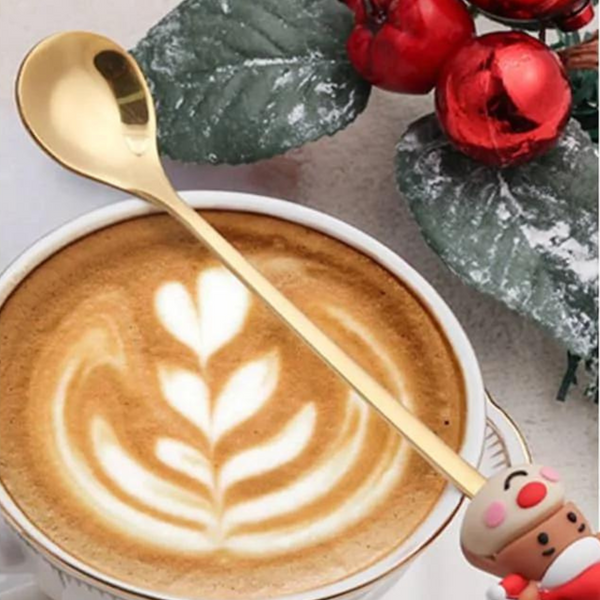 Christmas Style Stainless Steel Gold Spoons Forks Set for Kids (6Pcs Red/Green Gift Box Set)