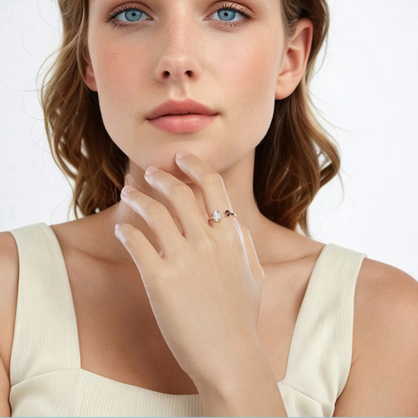 LUXYGLO 925 Sterling Silver Coffee Bean Open Ring