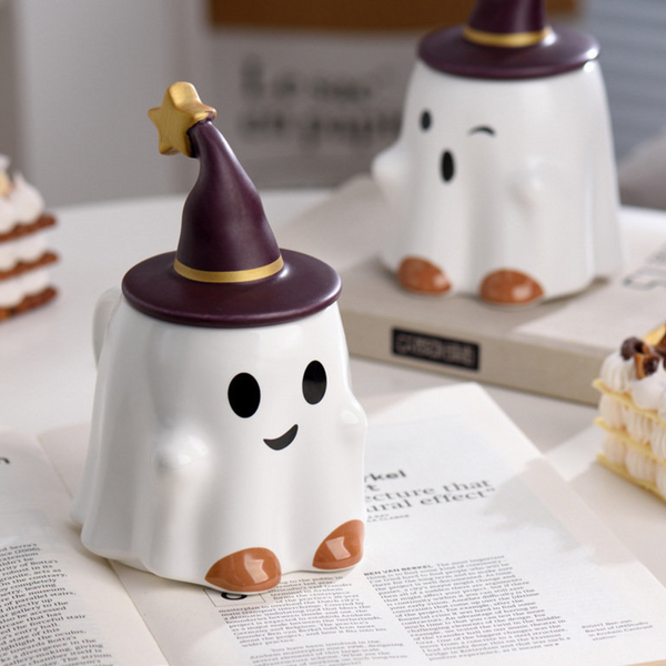 Cute Ghost Creative Ceramic Mug With Lid