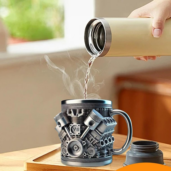 V8/V6 Creative Car Engines Stainless Steel Mug