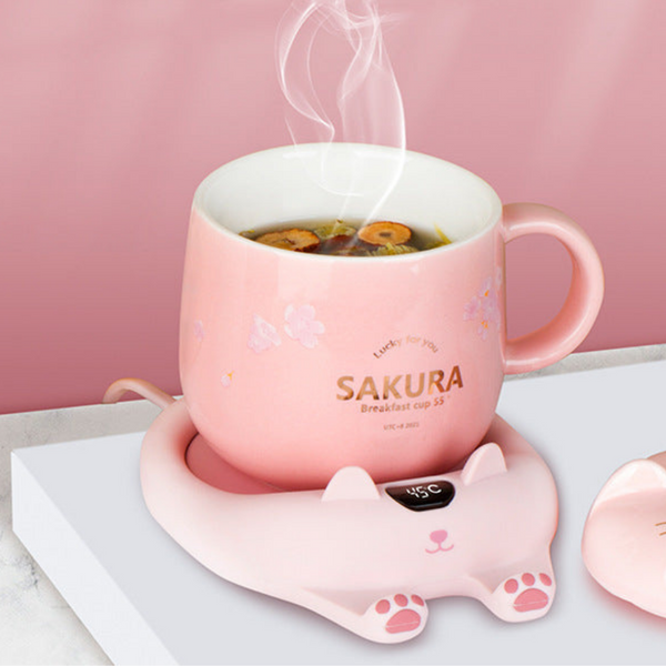 LifeSmart Bubbles Cat Mug Warmer With Mobile Phone Holder