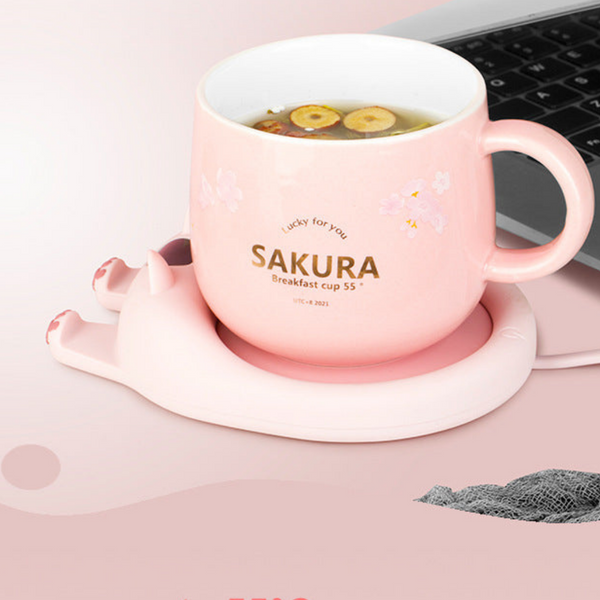 LifeSmart Bubbles Cat Mug Warmer With Mobile Phone Holder
