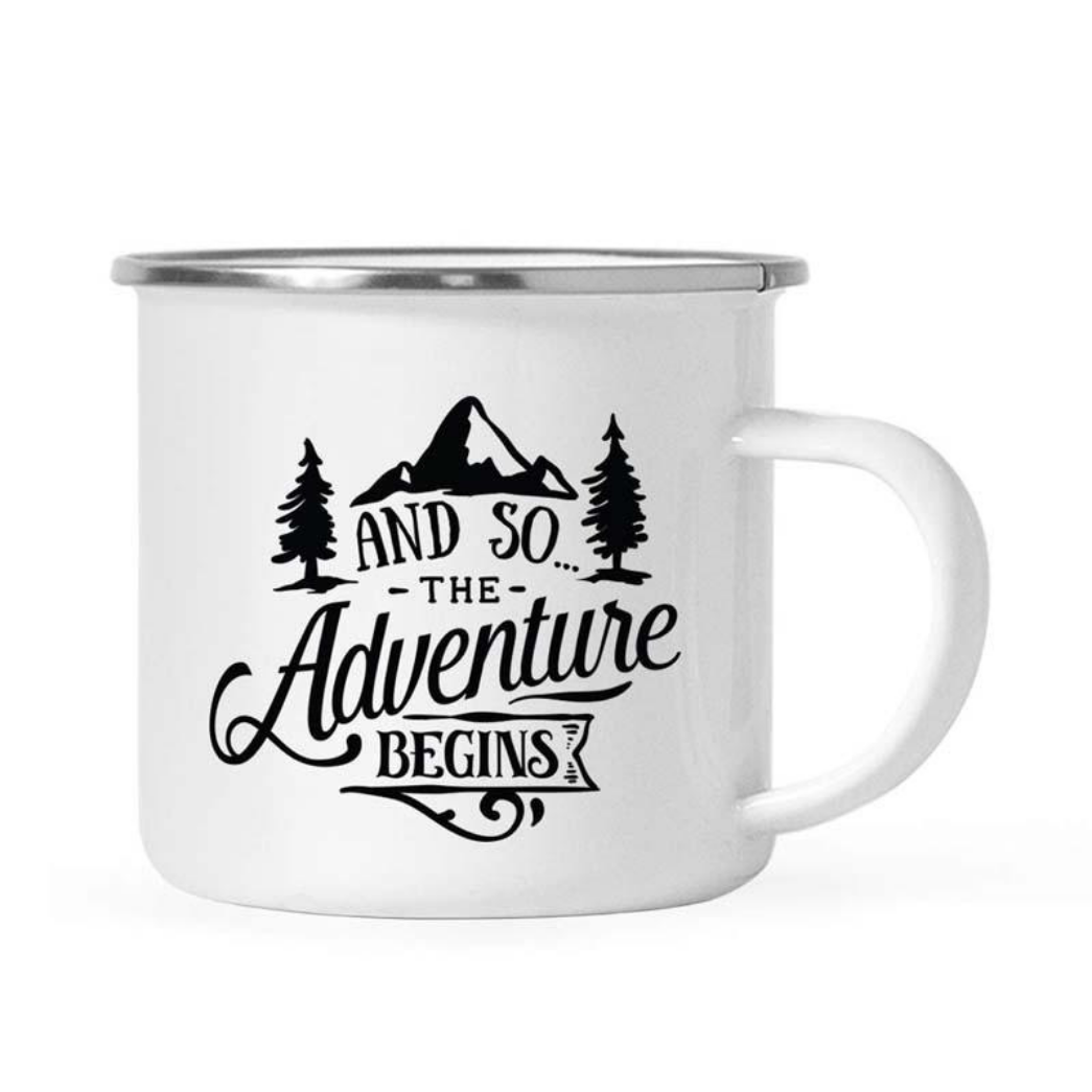 And So The Adventure Begind Printed Mug Camping Enamel Cup