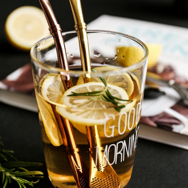 Eco Coffee Tea Filter Spoon Stainless Steel Drinking Straw
