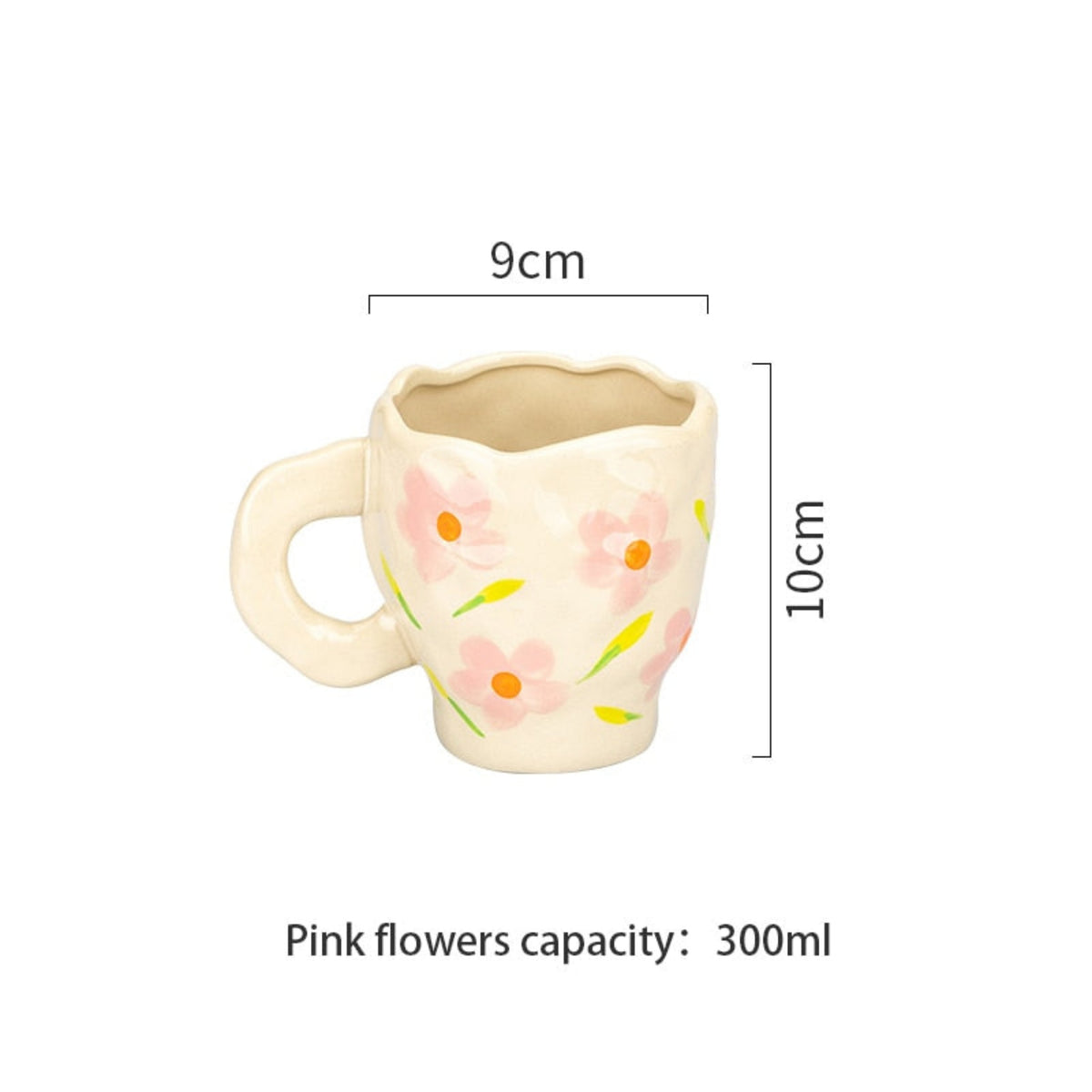 CERAMIC MUG WITH PINK FLOWERS