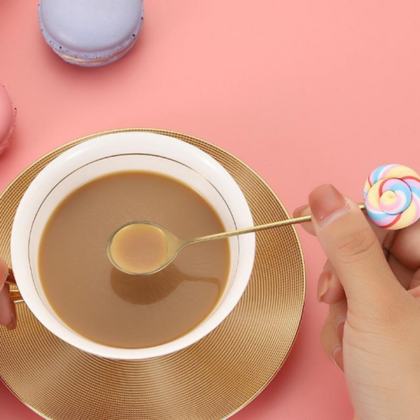 Colorful Lollipop Gold Spoon/Fork