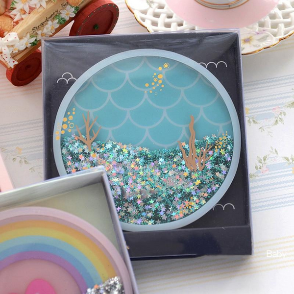 Sparkling Glittering Nature Quicksand Coasters