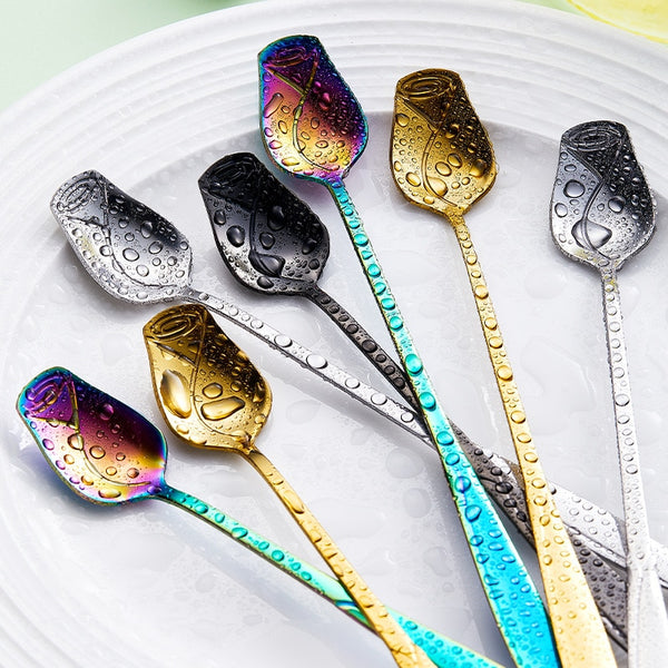 Dazzling Rose Stirring Stainless Steel Spoon Gift Set