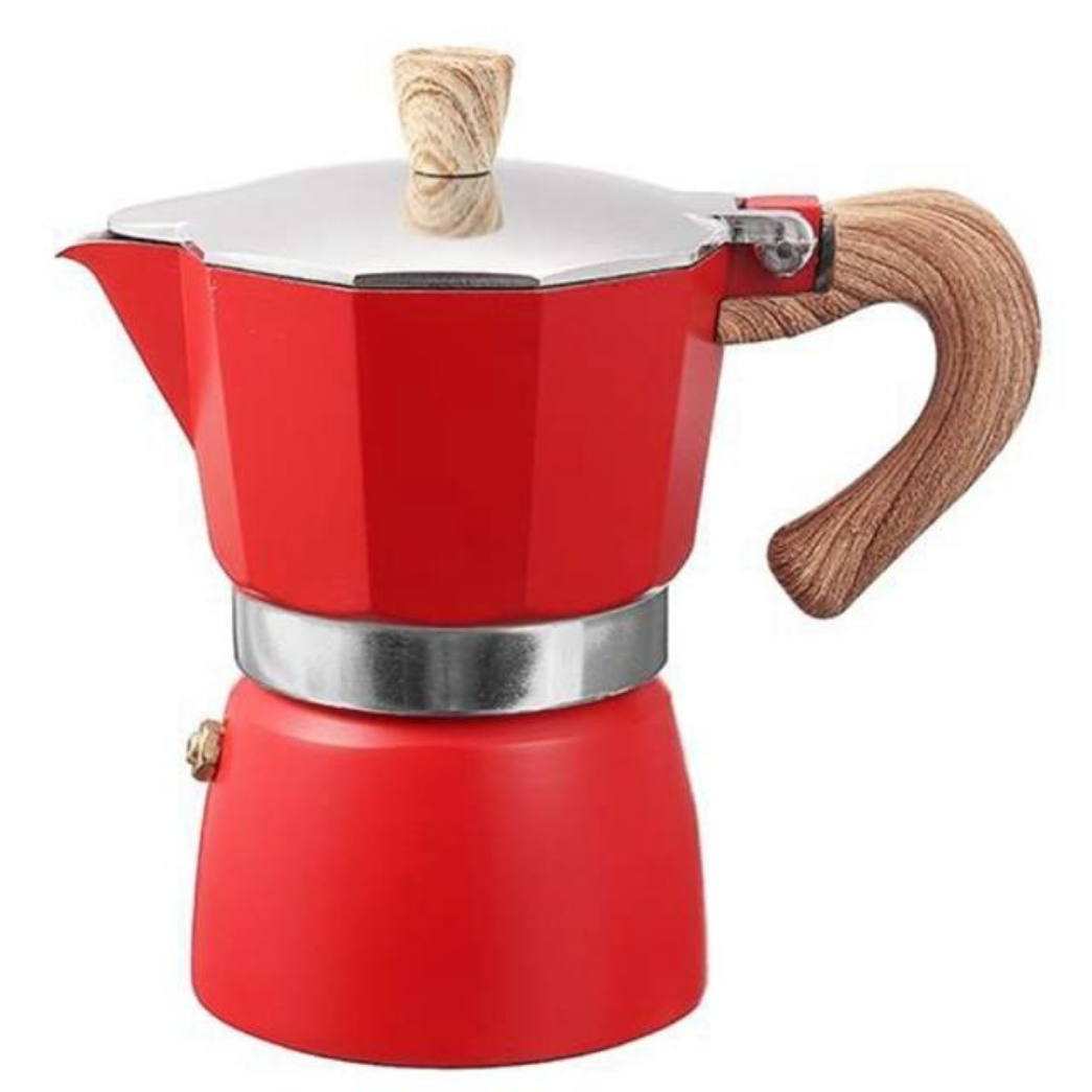 Mocha Coffee Pot Vintage Wooden Handle Aluminum Espresso Maker