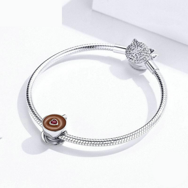 Luxyglo Silver Love Coffee Charm