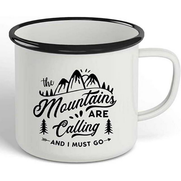 The Mountains Are Calling Enamel Camping Mug