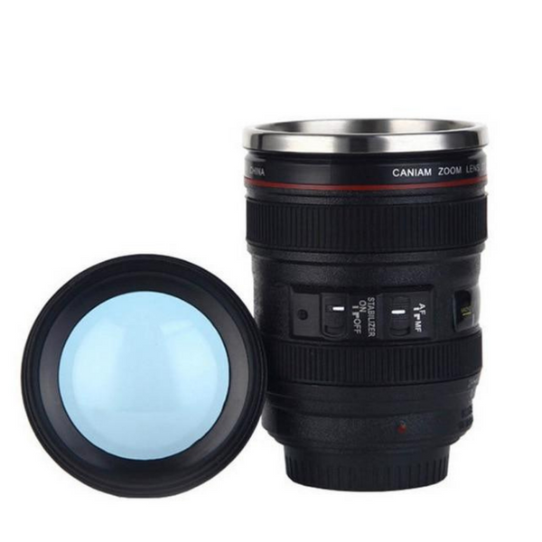 Zoom Camera Lens Self Stirring Travel Mug
