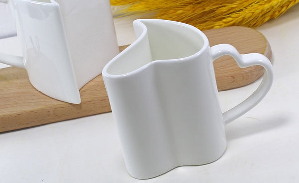 Interlocking Pair of Heart Shaped Mugs