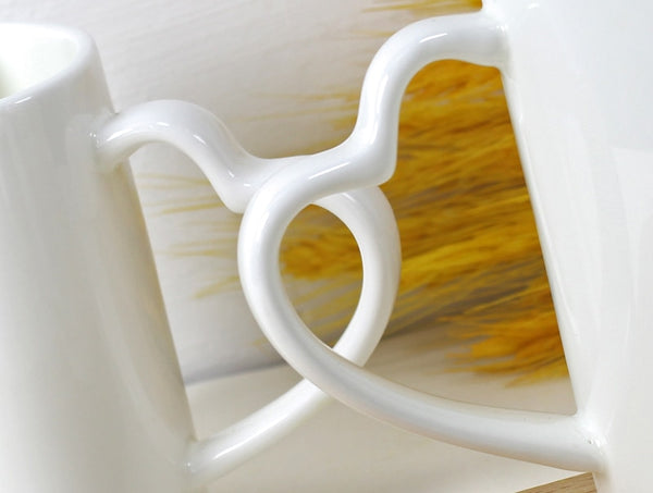 Interlocking Pair of Heart Shaped Mugs