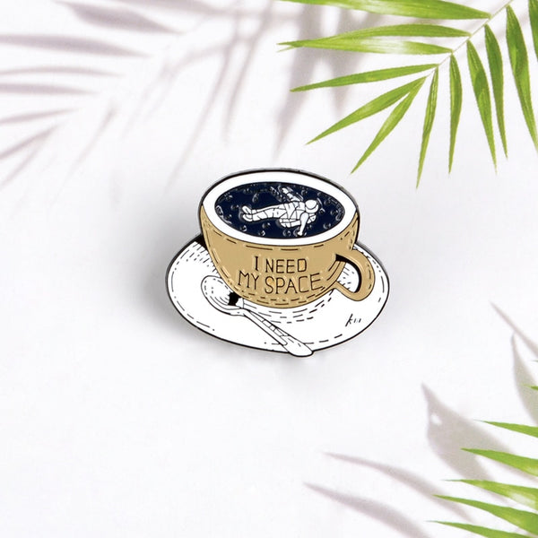 I Need My Space Astronaut Cup Brooch Pin