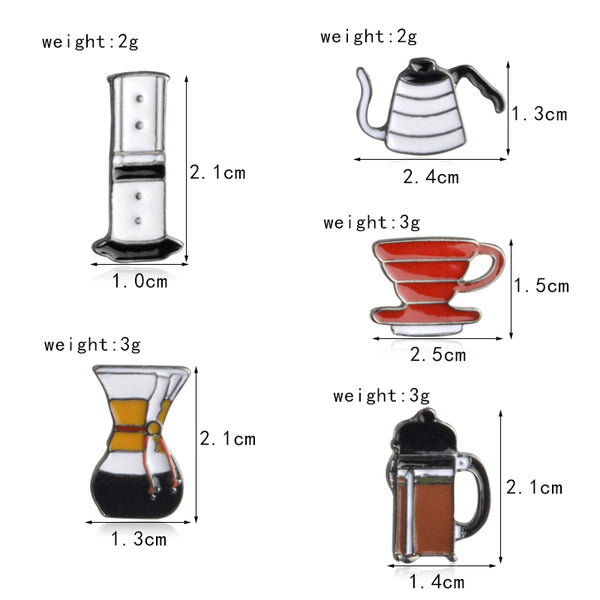 Coffee Brewing Equipment Brooch Pins