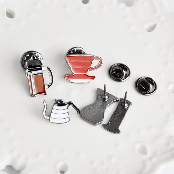 Coffee Brewing Equipment Brooch Pins