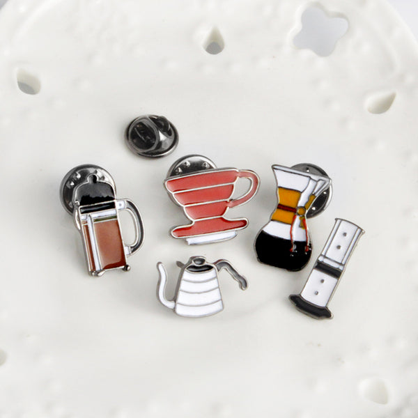 Coffee Brewing Equipment Brooch Pins
