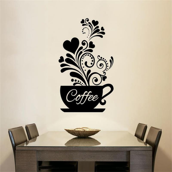 Flowering Vines Coffee Cup Wall Sticker
