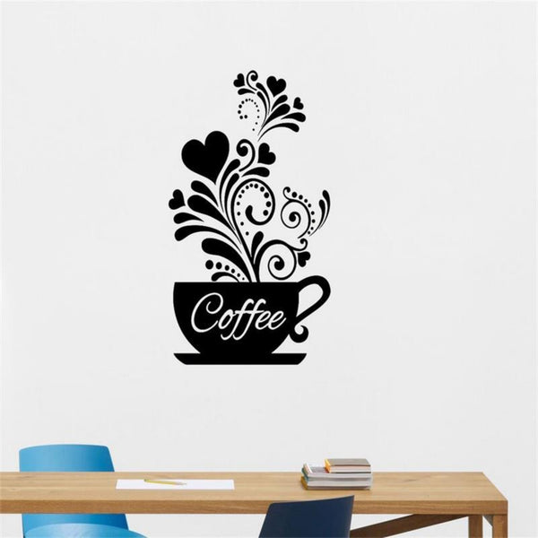 Flowering Vines Coffee Cup Wall Sticker