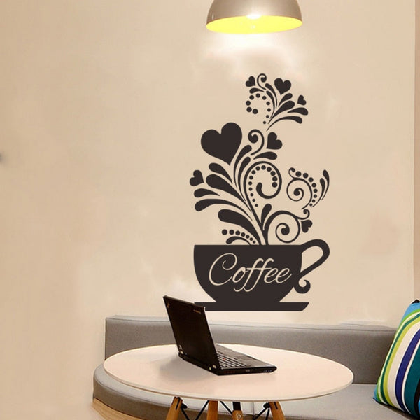 Flowering Vines Coffee Cup Wall Sticker