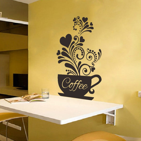 Flowering Vines Coffee Cup Wall Sticker