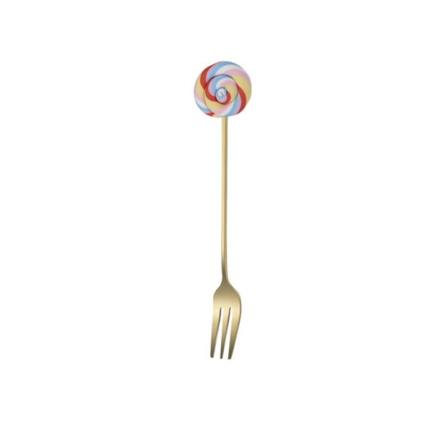 Colorful Lollipop Gold Spoon/Fork