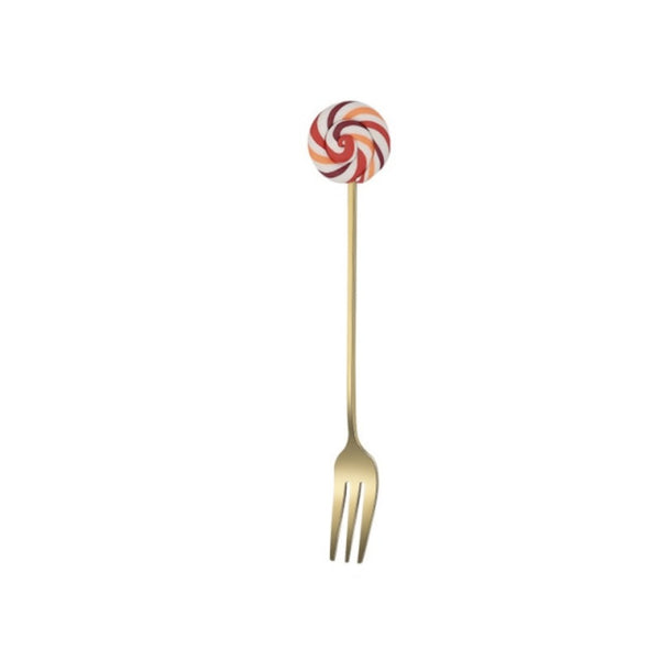 Colorful Lollipop Gold Spoon/Fork