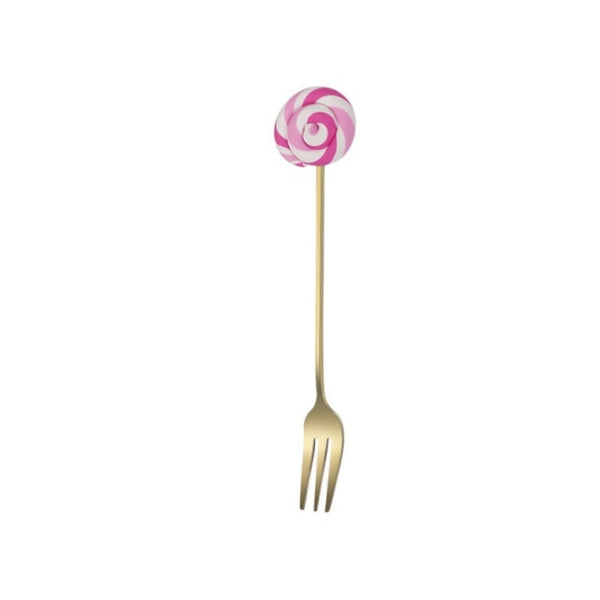 Colorful Lollipop Gold Spoon/Fork