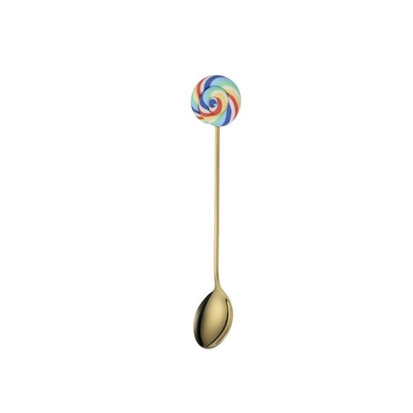 Colorful Lollipop Gold Spoon/Fork