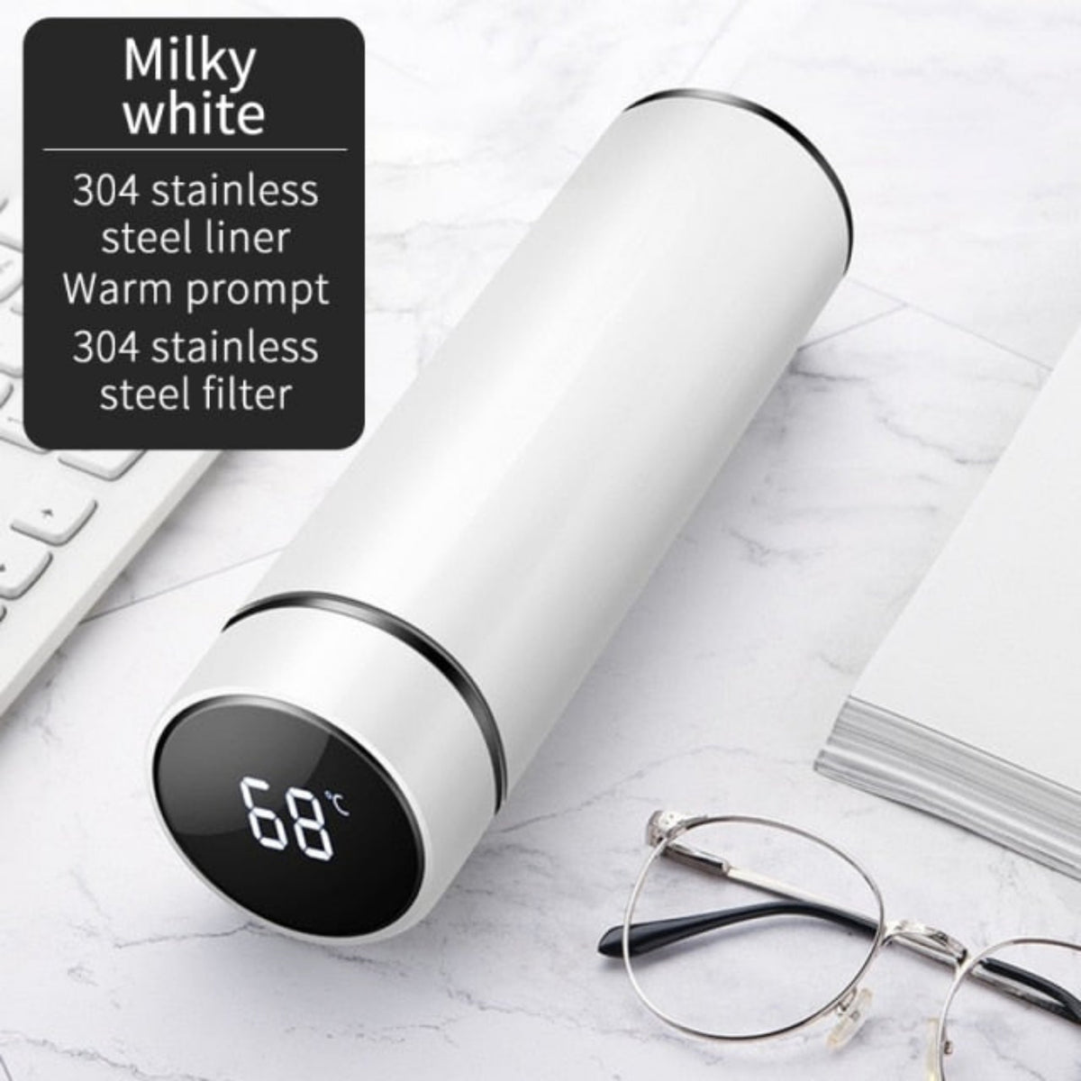 Stainless Steel Thermos Temperature Display Smart Water Bottle