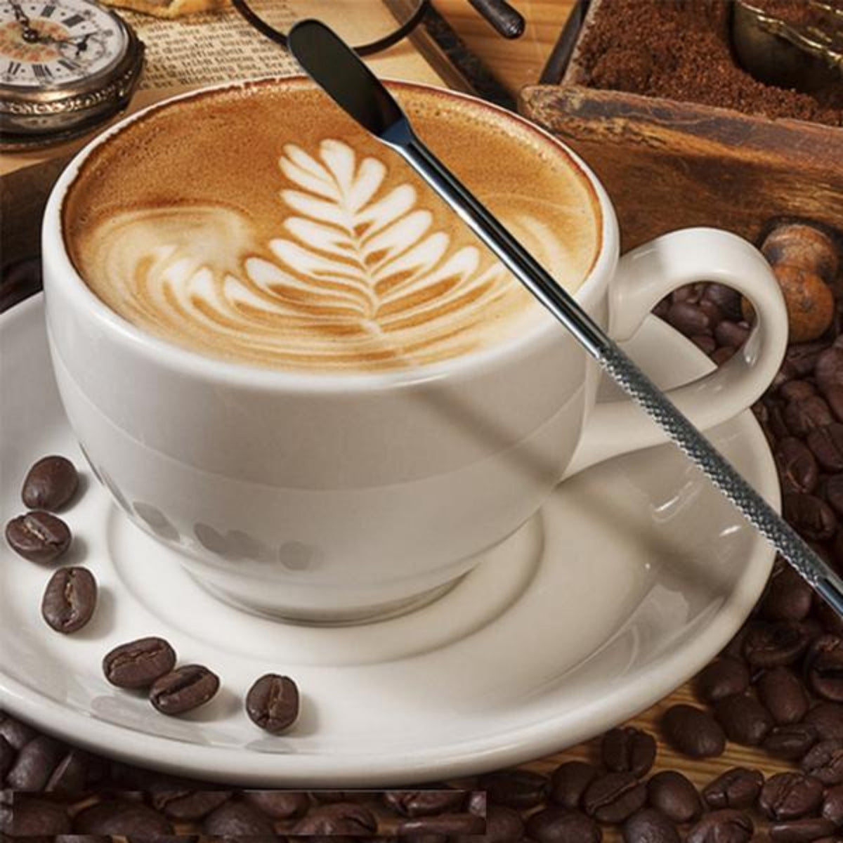 Premium AI Image  Barista makes latte art using latte pen in a
